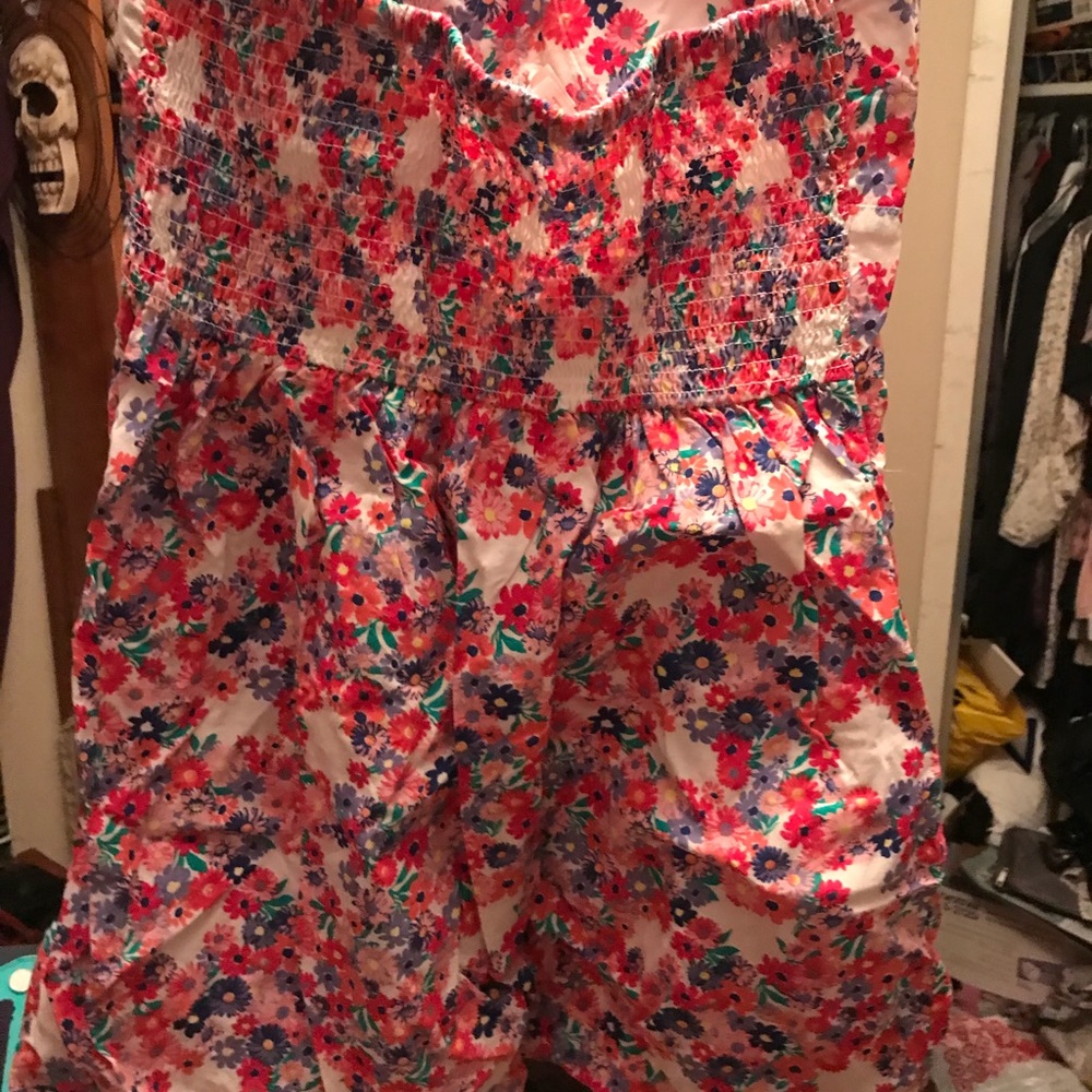 Strapless floral dress